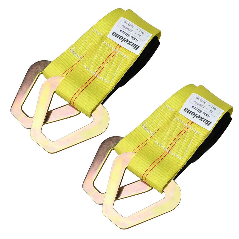 Bazeiona 2 PCS 2" x 36" Lifting Slings Straps Polyester Web Slings with D Rings - Lifting Slings 3,333 lbs, Working Load Limit 10,000 lbs Polyester Lifting Strap for Cars, SUVs, Trucks, Heavy Machinery - Image 1